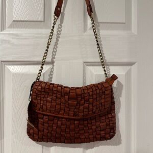 Woven Brown Shoulder Bag